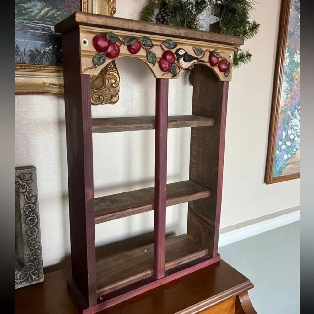 Rare Vintage Large Hand Carved Rustic Solid Wood Apple Bird Shelf❗️FINAL SALE